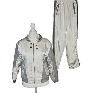 California Style Vtg Track Suit M Lined Jacket Hoodie Ankle Zip Pant Pockets 80s